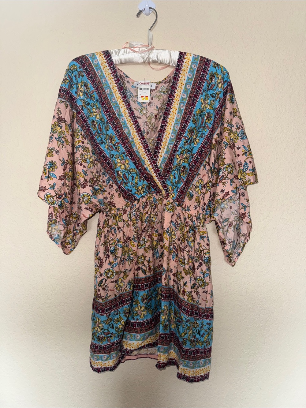 HYFVE Pink Floral Tunic with Turquoise Border